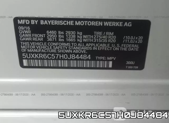 5UXKR6C57H0J84484 фото 10