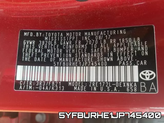 5YFBURHE1JP745400 фото 2