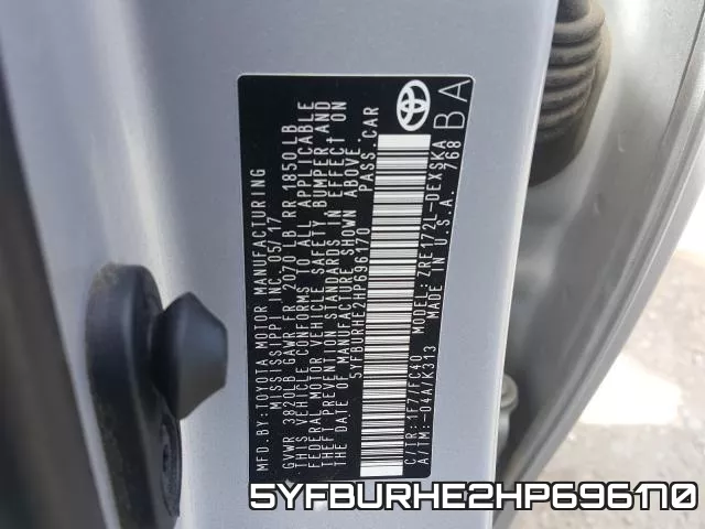 5YFBURHE2HP696170 фото 2