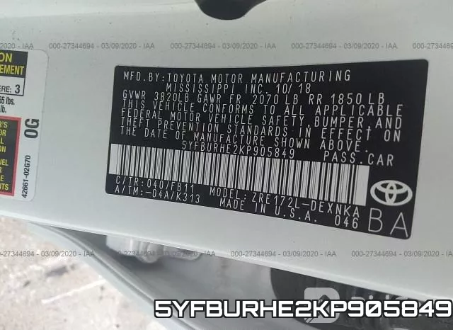 5YFBURHE2KP905849 фото 10