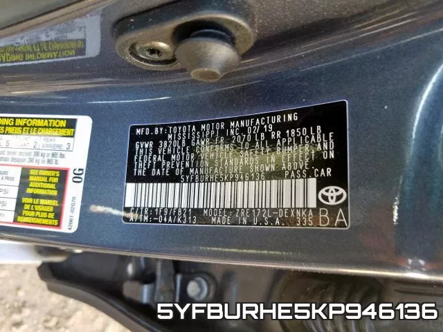 5YFBURHE5KP946136 фото 2