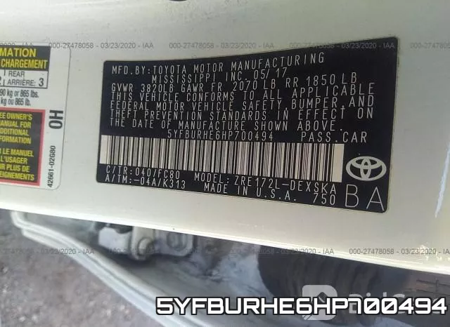 5YFBURHE6HP700494 фото 10