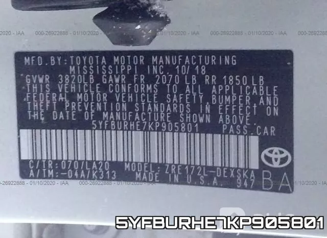 5YFBURHE7KP905801 фото 10
