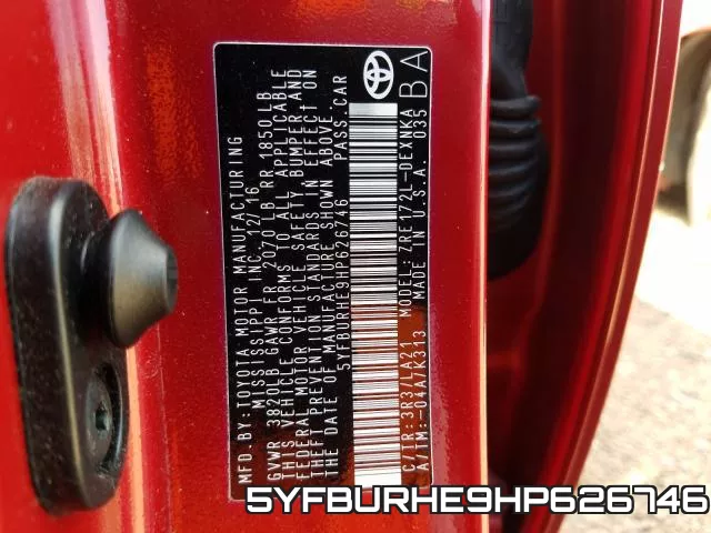 5YFBURHE9HP626746 фото 2