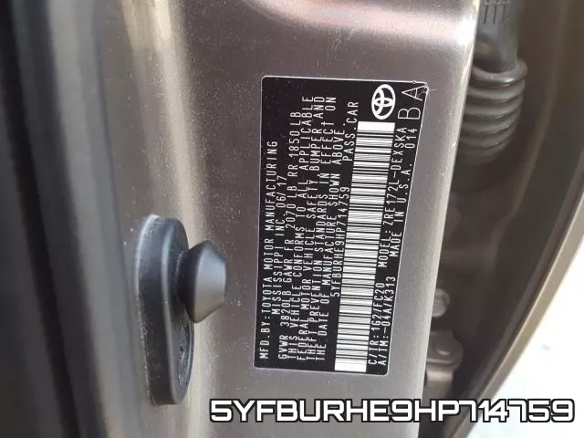 5YFBURHE9HP714759 фото 2