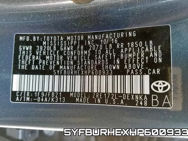 5YFBURHEXHP600933 фото 2