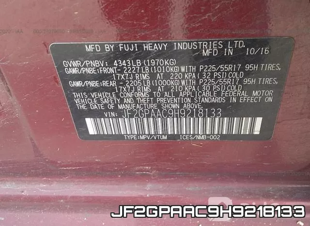 JF2GPAAC9H9218133 фото 10