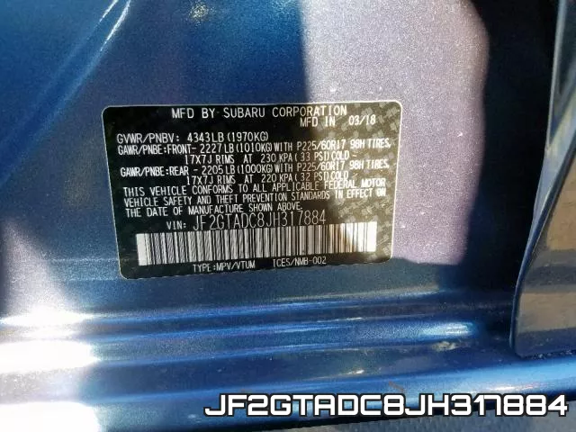 JF2GTADC8JH317884 фото 2