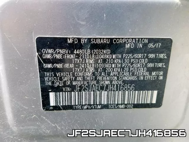JF2SJAEC7JH416856 фото 2