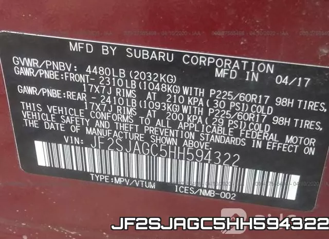 JF2SJAGC5HH594322 фото 10
