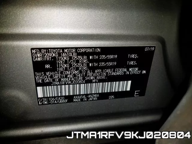 JTMA1RFV9KJ020804 фото 2