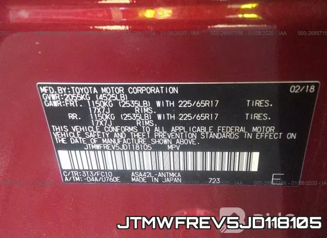 JTMWFREV5JD118105 фото 10