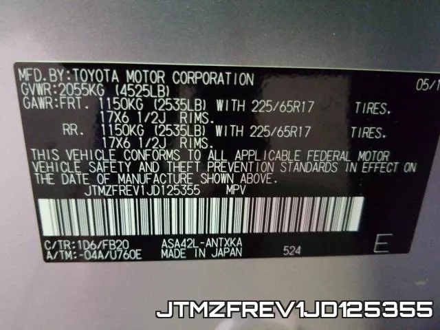 JTMZFREV1JD125355 фото 2