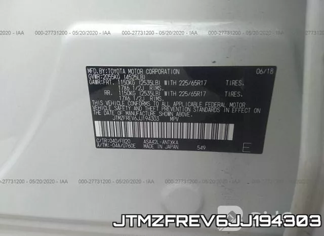 JTMZFREV6JJ194303 фото 10