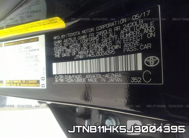 JTNB11HK5J3004395 фото 10