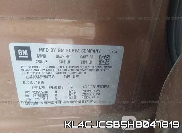 KL4CJCSB5HB047819 фото 10