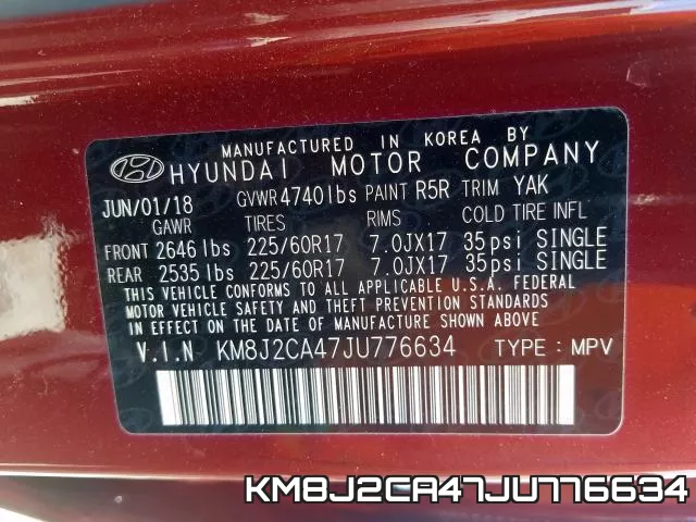 KM8J2CA47JU776634 фото 2