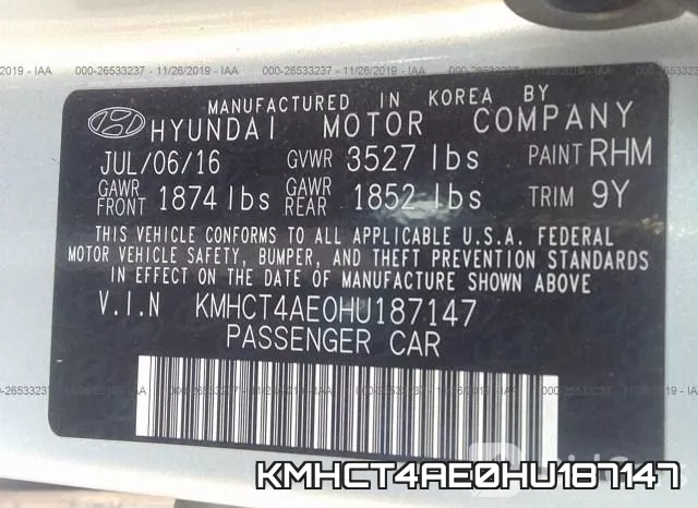 KMHCT4AE0HU187147 фото 10