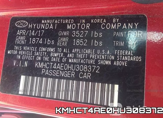 KMHCT4AE0HU308372 фото 10