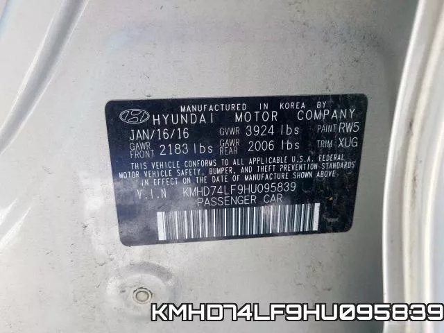KMHD74LF9HU095839 фото 2