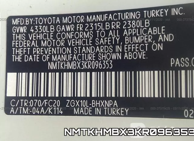 NMTKHMBX3KR096353 фото 10