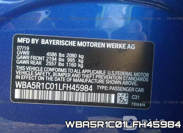 WBA5R1C01LFH45984 фото 10