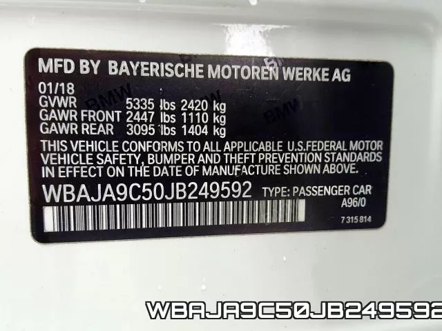 WBAJA9C50JB249592 фото 2