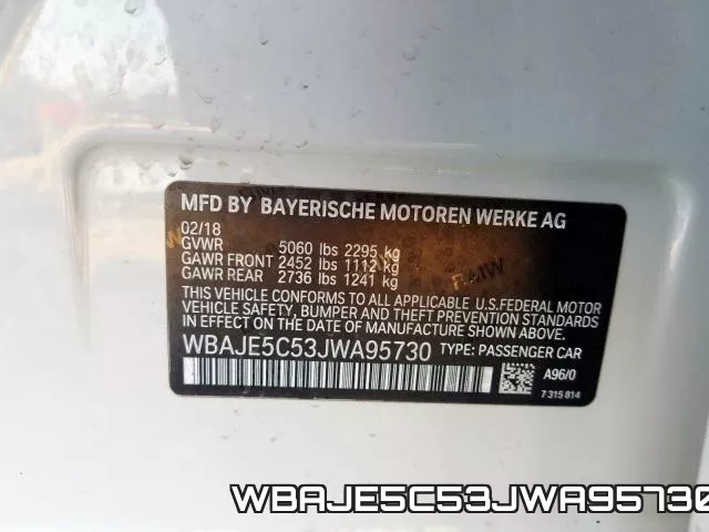 WBAJE5C53JWA95730 фото 2