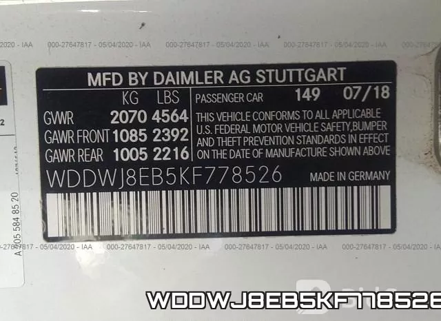 WDDWJ8EB5KF778526 фото 10