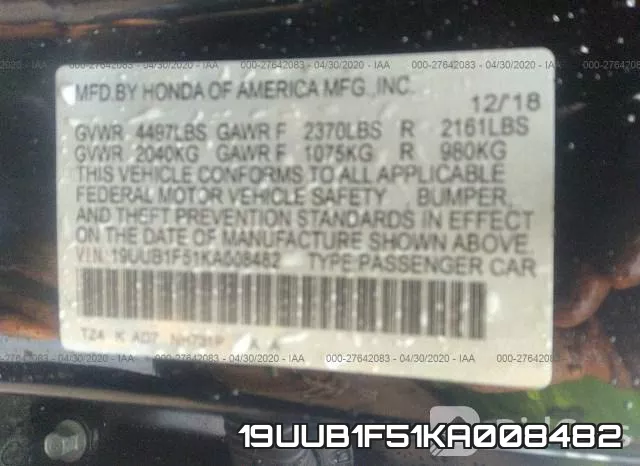 19UUB1F51KA008482 фото 10