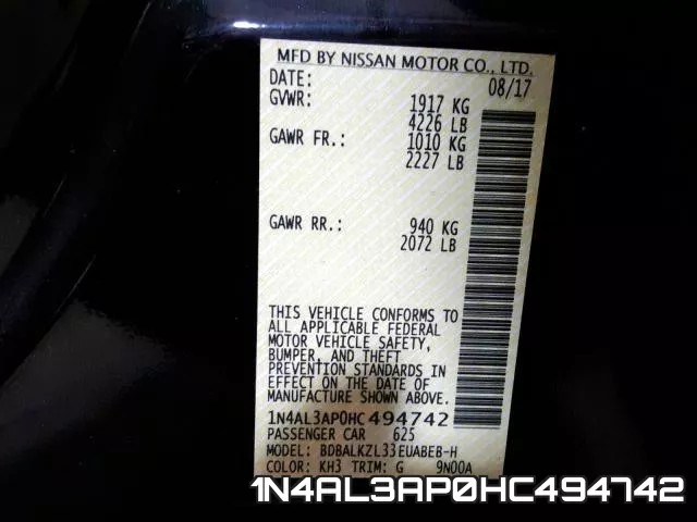 1N4AL3AP0HC494742 фото 2