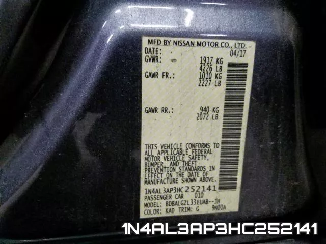 1N4AL3AP3HC252141 фото 2
