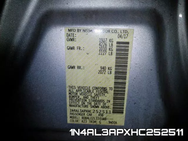 1N4AL3APXHC252511 фото 2