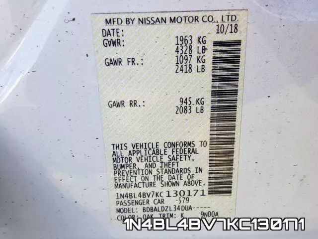 1N4BL4BV7KC130171 фото 2