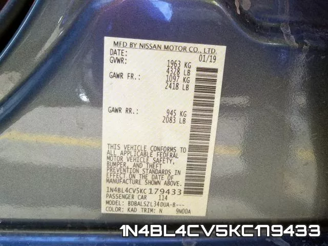 1N4BL4CV5KC179433 фото 2