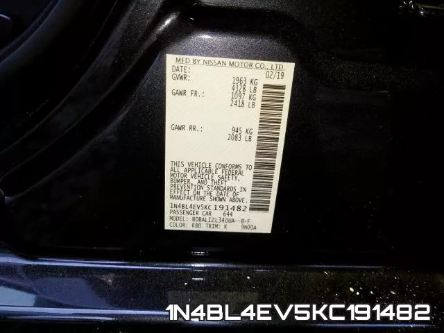 1N4BL4EV5KC191482 фото 2