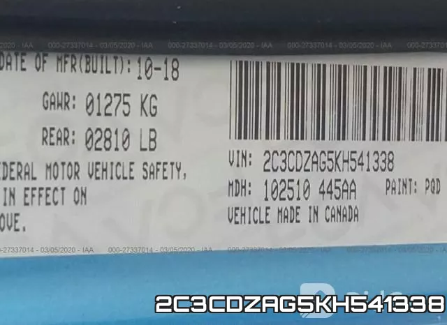 2C3CDZAG5KH541338 фото 10