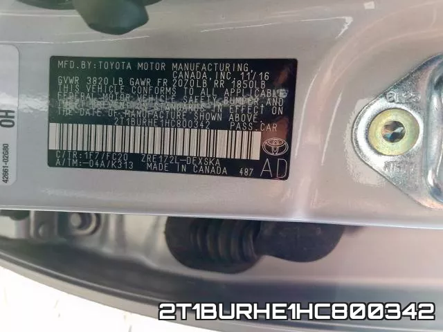 2T1BURHE1HC800342 фото 2