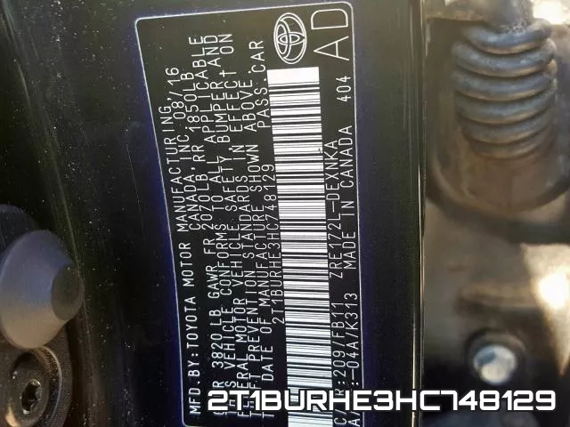 2T1BURHE3HC748129 фото 2