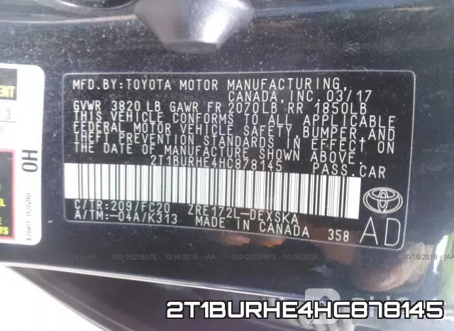 2T1BURHE4HC878145 фото 10
