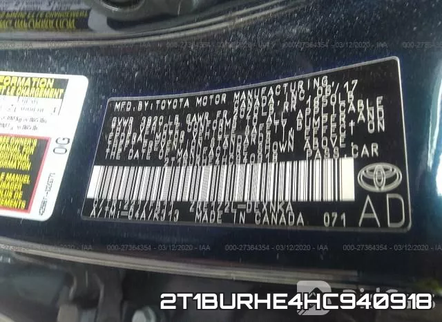 2T1BURHE4HC940918 фото 10