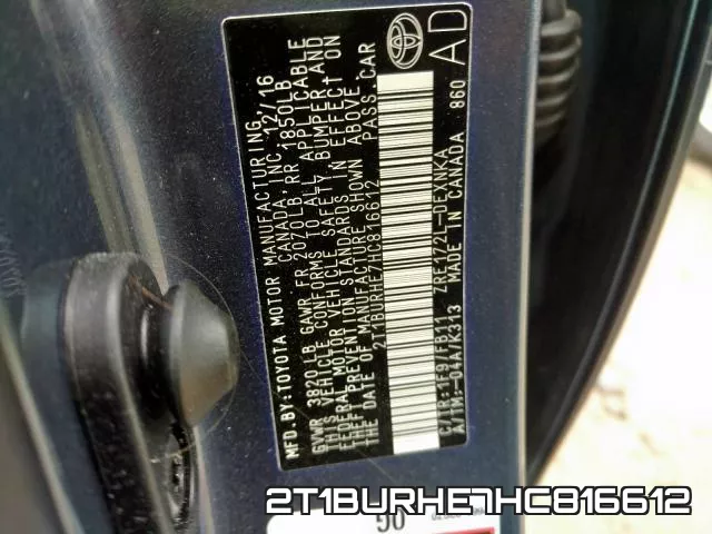2T1BURHE7HC816612 фото 2