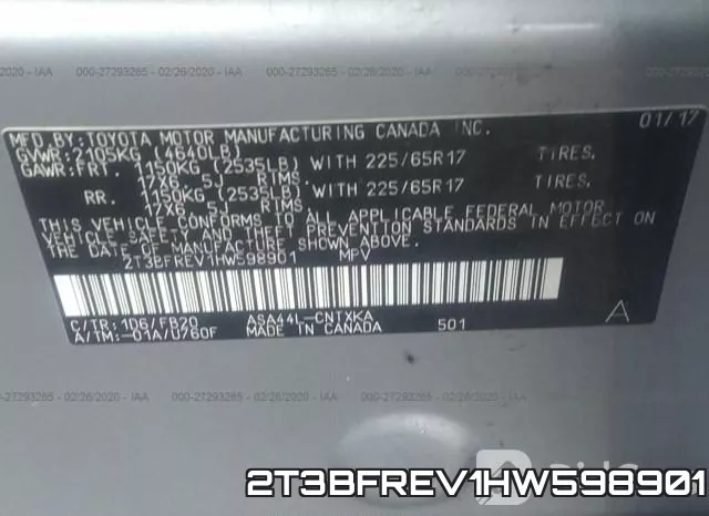 2T3BFREV1HW598901 фото 10