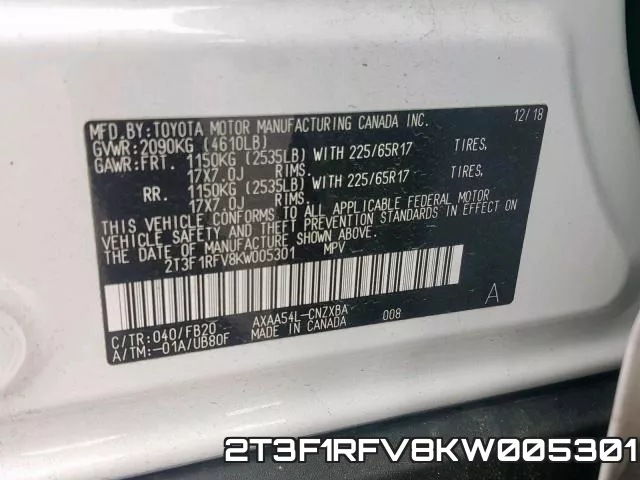 2T3F1RFV8KW005301 фото 2