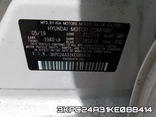 3KPC24A31KE088414 фото 2