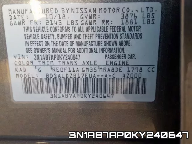 3N1AB7AP0KY240647 фото 2