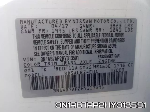 3N1AB7AP2HY313591 фото 2