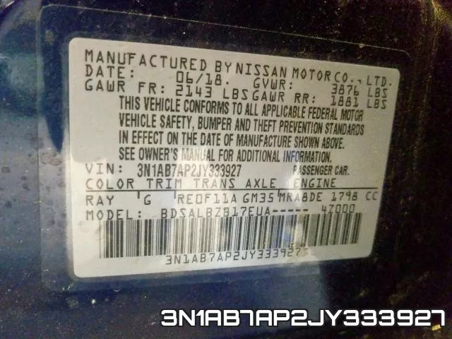 3N1AB7AP2JY333927 фото 2