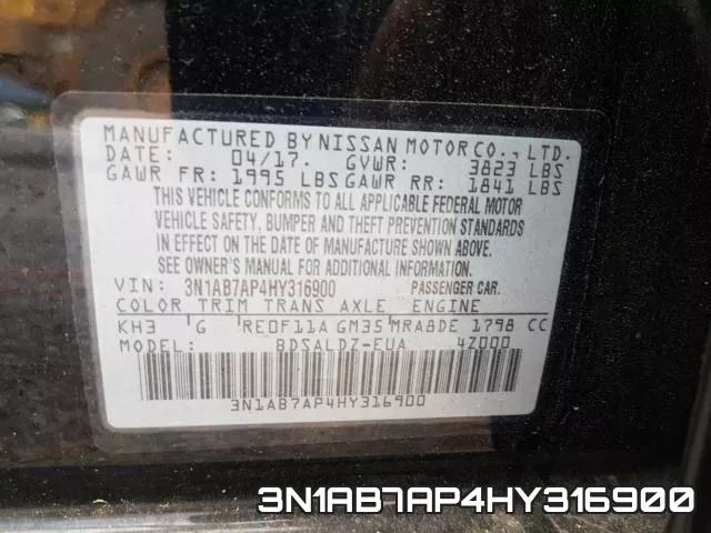 3N1AB7AP4HY316900 фото 2