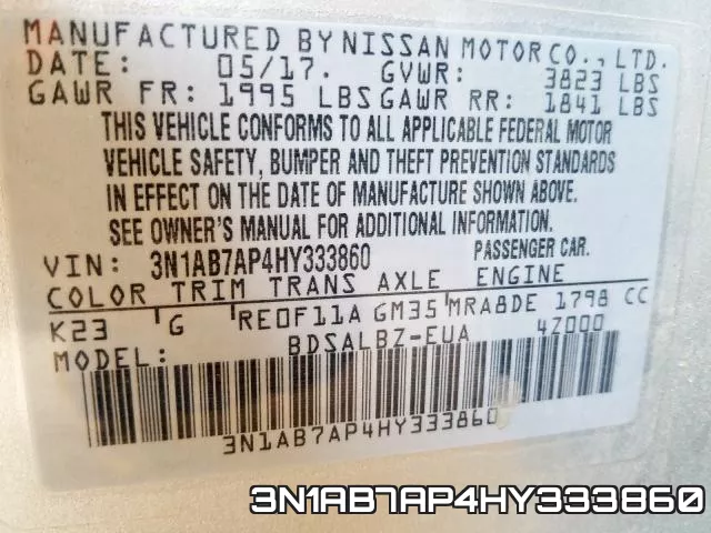 3N1AB7AP4HY333860 фото 2